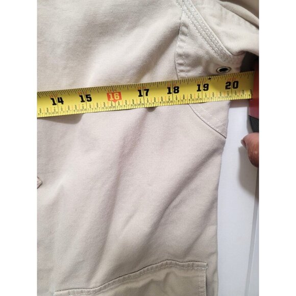Eddie Bauer Beige Cotton Jacket With Metal Toggle Closures Multiple Pockets Size - Picture 12 of 15